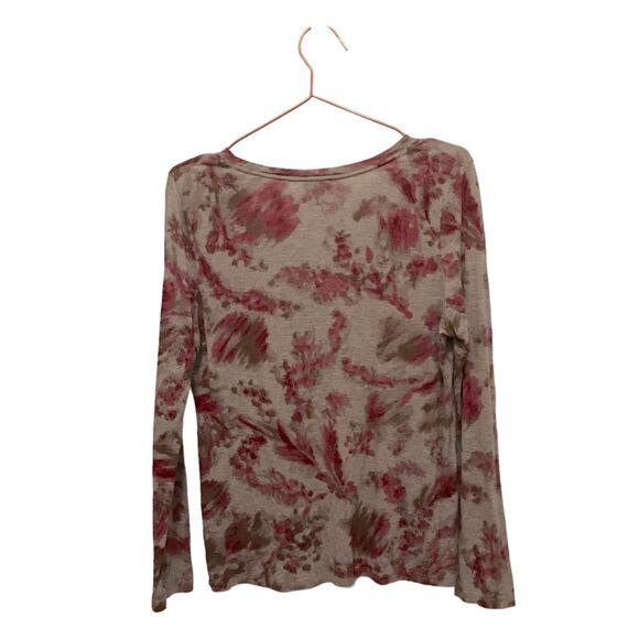 Talbots gray and pink print scoop neck top size large petite - Picture 2 of 7